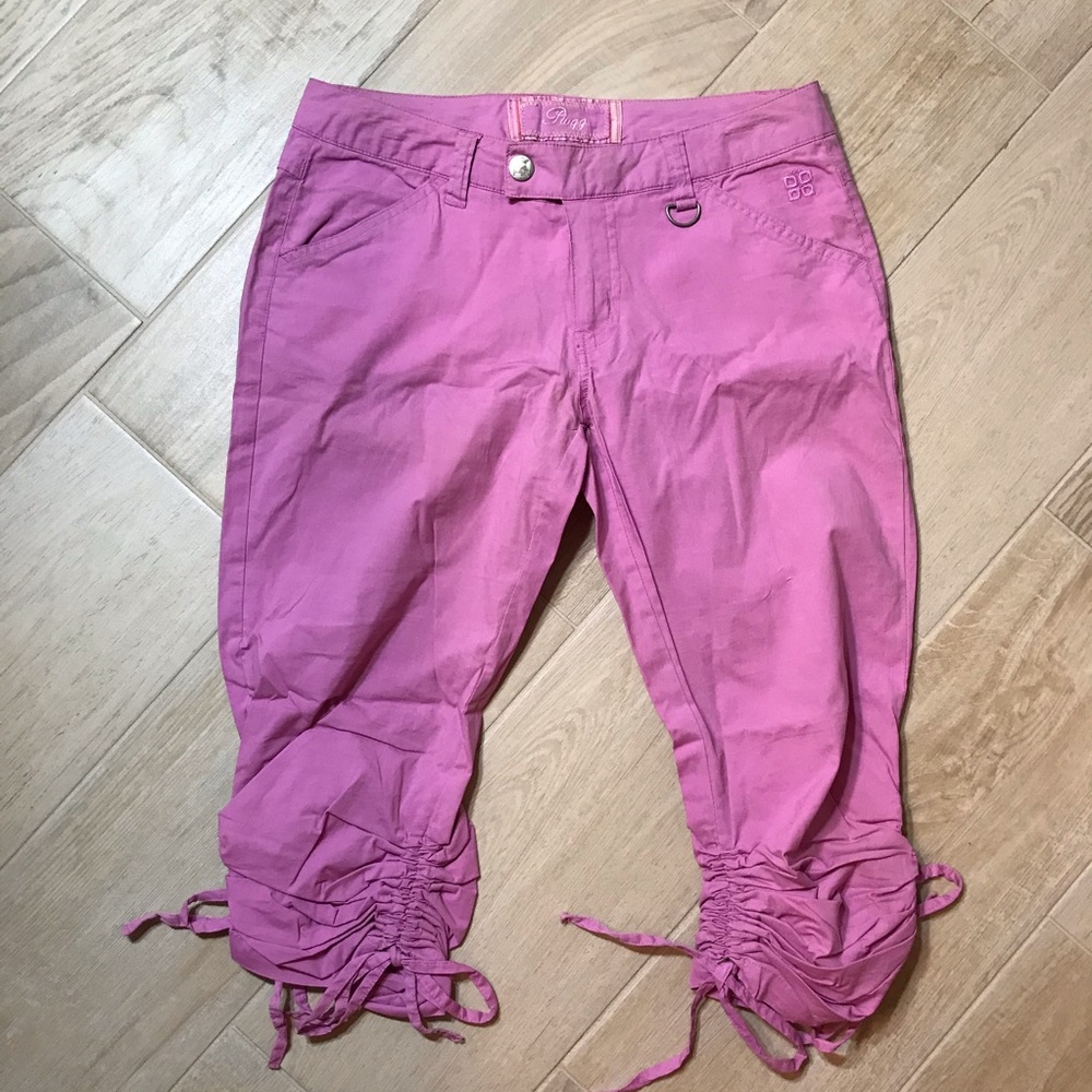 Pink cinched capris